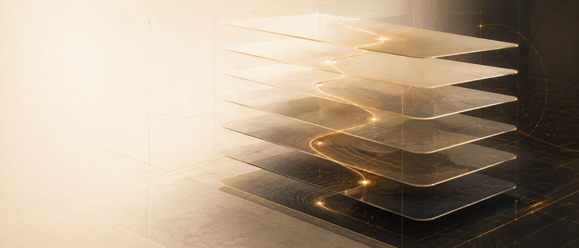 Abstract motif evoking designed, layered value